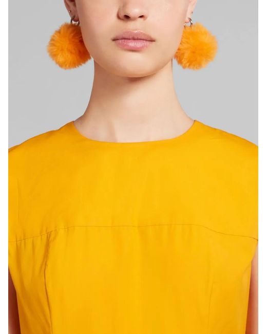 Marni Orange Pom-Pom Drop Earrings