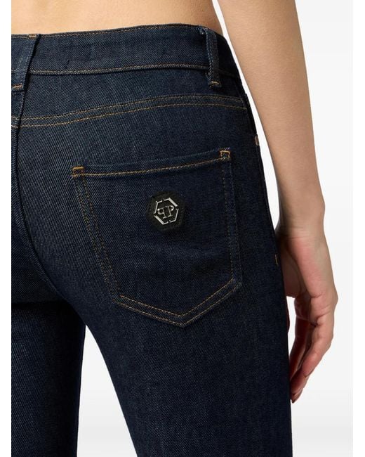 Philipp Plein Blue Belt-Loop Buttoned Jeans
