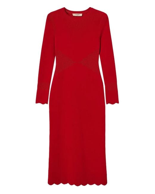 Twinset Gebreide Jurk Met Gewelfde Afwerking in het Red