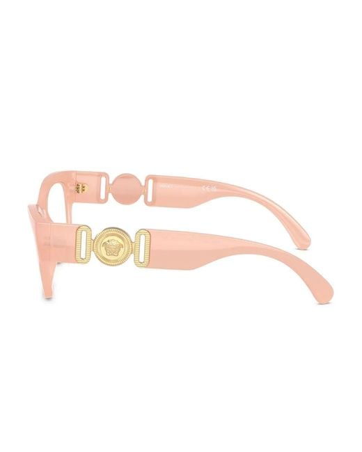 Versace Pink Medusa-Embellished Rectangle Glasses