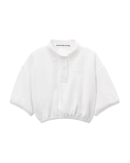 Alexander Wang Cropped Polotop Met Elastische Afwerking in het White