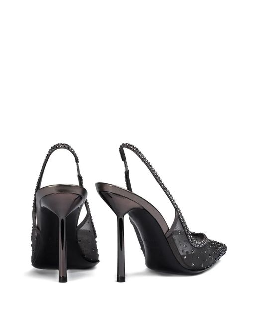 Le Silla Gray 100Mm Nicole Crystal-Embellished Slingback Pumps