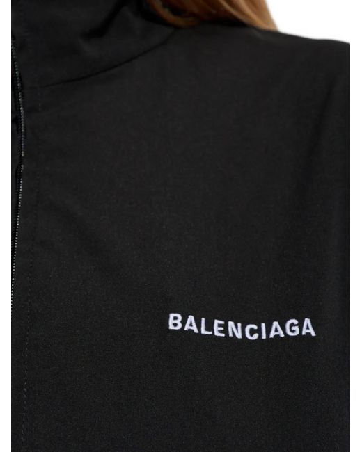 Balenciaga Black Logo-Embroidered Elastic-Cuffed Jacket