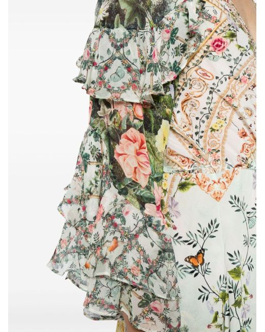 Camilla White Renaissance Romance Silk Wrap Minidress