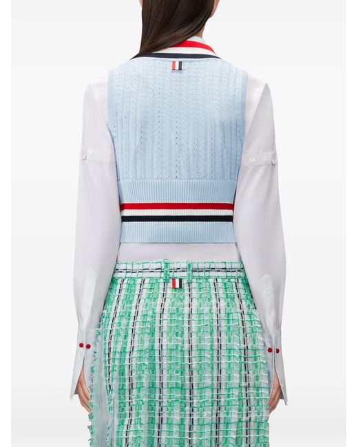 Thom Browne Gray Stripe-Ladder Cable Vest