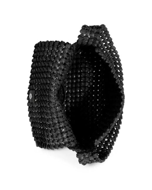 Bimba Y Lola Black Medium Plaited Leather Hobo Bag