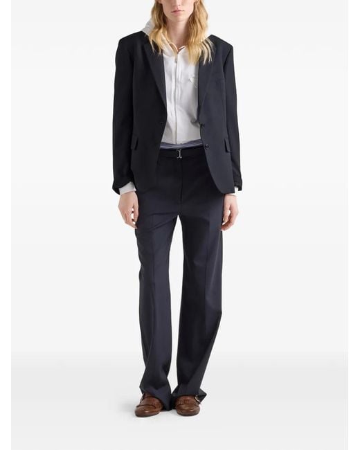 Prada Blue Single-Breasted Wool Jacket