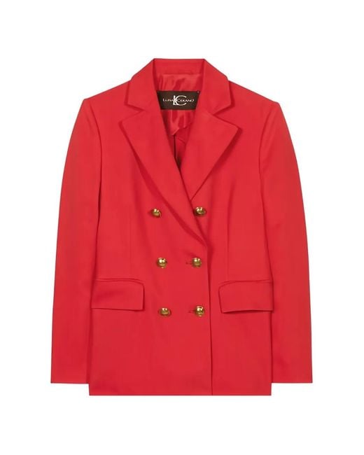 Luisa Cerano Red Button Blazer