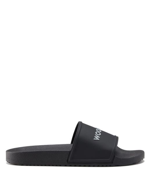 Woolrich Black Logo-Embossed Flip Flops for men