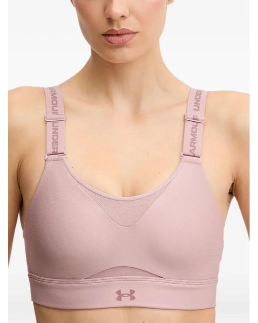 Under Armour Black Logo-Strap Mesh-Panel Sports Bra