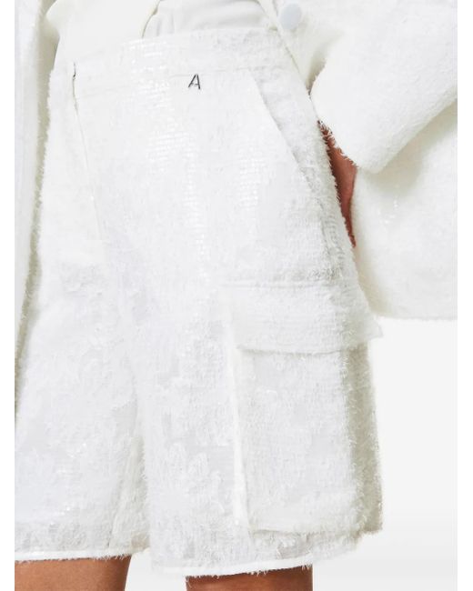 Twinset White Sequin-Embellished Shorts