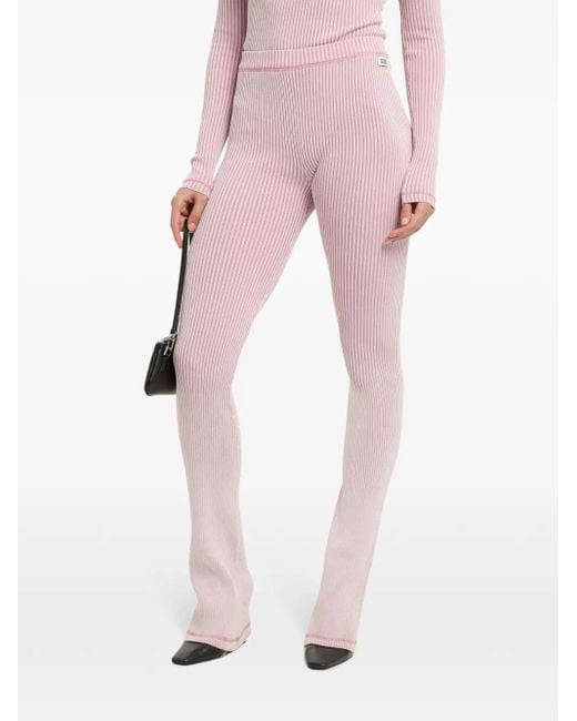 Gcds Pink Ribbed Knit Flared Trousers