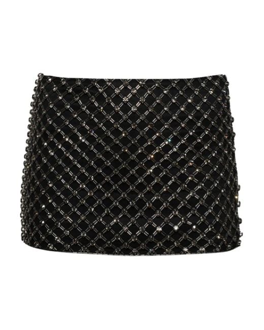 The Attico Black Cady Crystal-Embellished Miniskirt