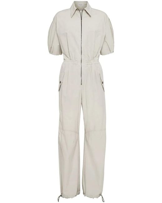 Brunello Cucinelli White Wide-Leg Cotton Jumpsuit