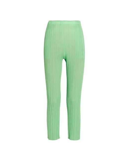 Issey Miyake Green Pleated-Design Trousers