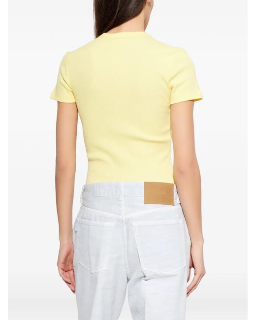Lacoste Yellow Ribbed Logo T-Shirt