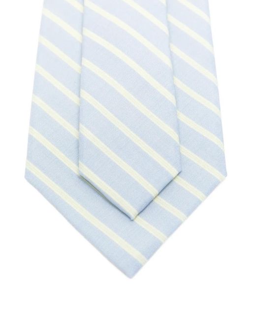 Auralee White Stripe-Pattern Wool Tie for men