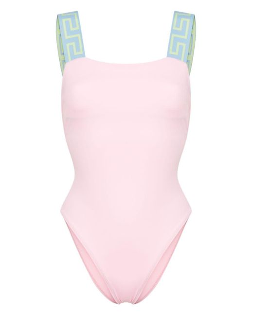 Versace Pink Greca Border One-Piece Swimsuit