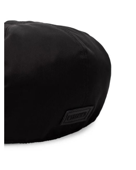 Moschino Black Logo-Patch Beret for men