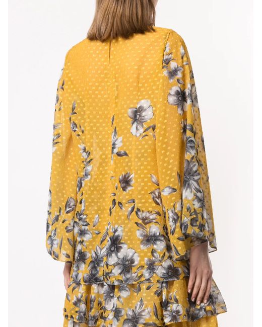 Top estilo túnica Bridget con estampado floral Bambah de color Yellow