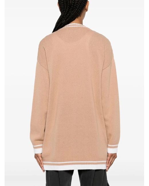 Cárdigan con ribete en contraste MSGM de color Natural