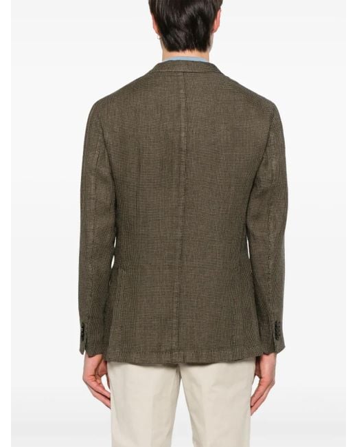 Boglioli Green Houndstooth-Pattern Blazer for men