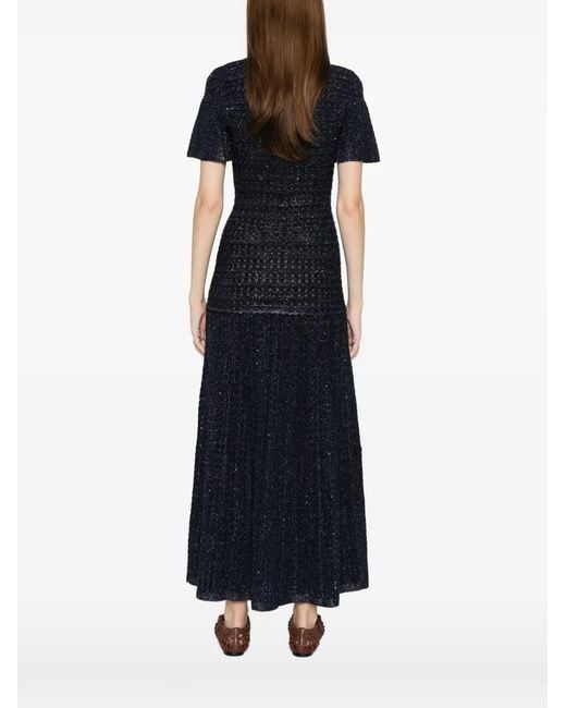 Sandro Embellished Knitted Maxi Dress in Black | Lyst UK