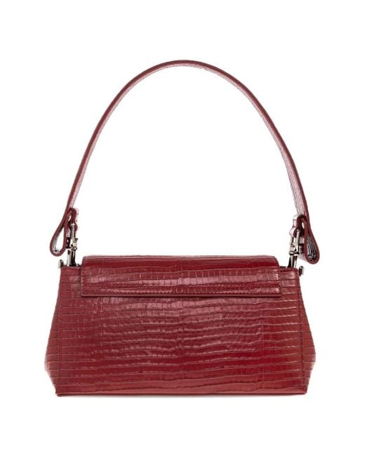 Vivienne Westwood Red Medium Hazel Croc-Embossed Shoulder Bag