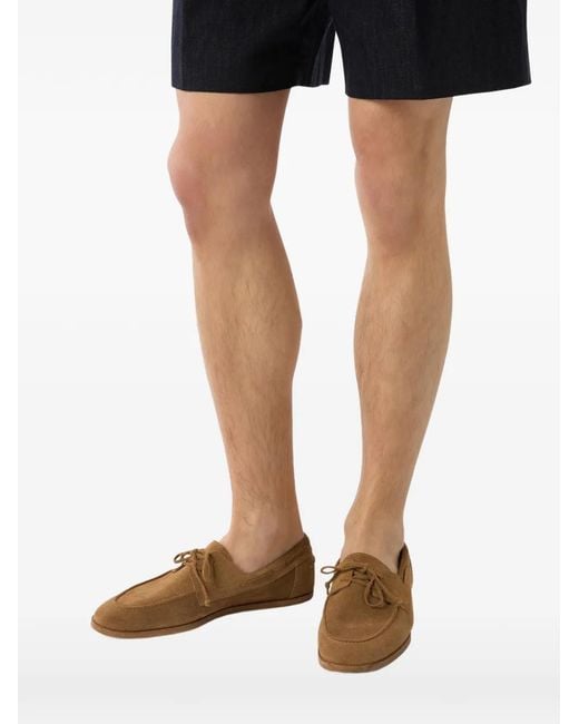 Lardini Brown Suede Boat Shoes for men