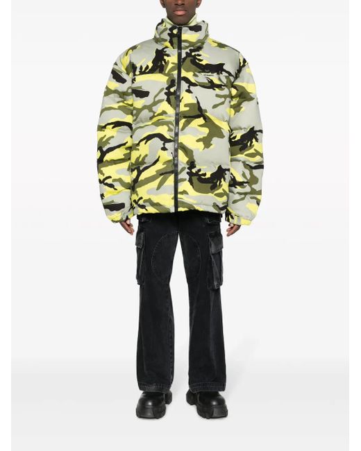 Vetements Yellow Camouflage-Print Puffer Jacket