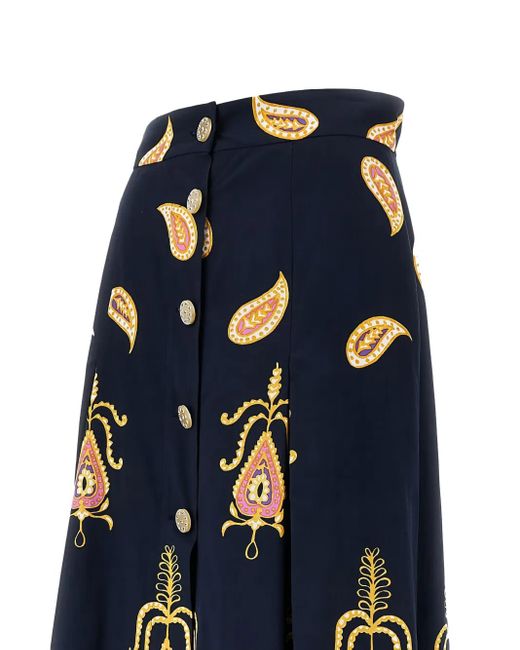 Valentino Garavani Voyage Imaginaire Midi Skirt in Blue | Lyst