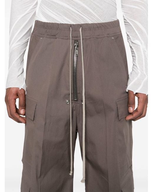 Rick Owens Gray Straight Leg Cargo Trousers for men