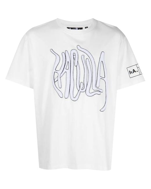 Haculla White Chenille Logo Patch T-Shirt for men
