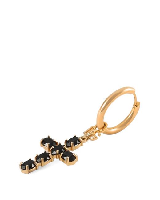 Dolce & Gabbana White Creole Earrings With Crystal Cross