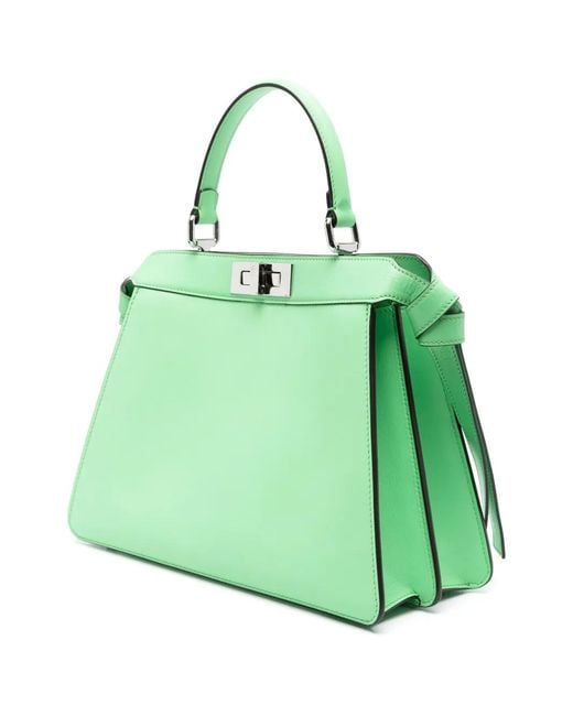 Fendi Green Peakaboo Bag In Nappa Leather