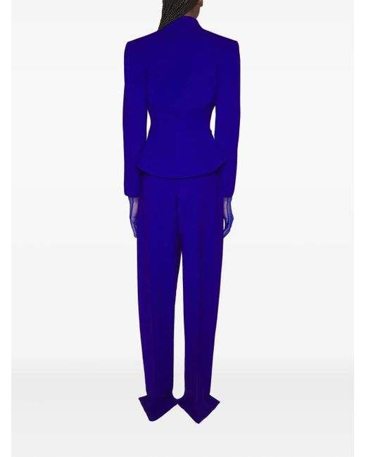 Mugler Blue Pleated Split-Hem Trousers