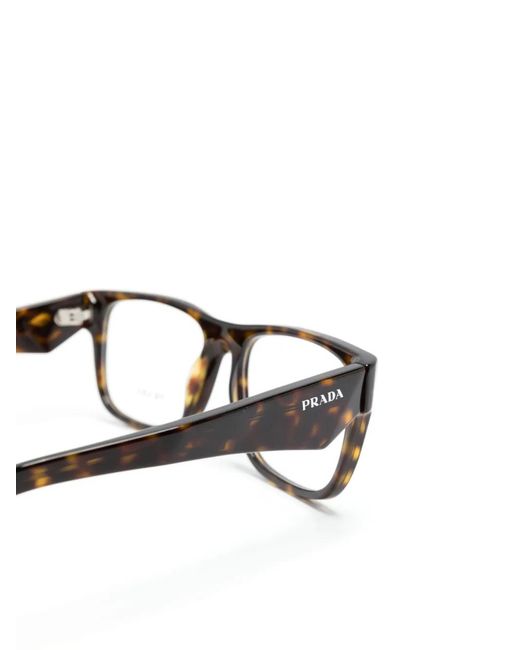 Prada Brown Tortoiseshell-Effect Square-Frame Glasses