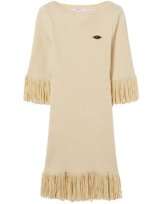 Robe Courte Frangée À Plaque Logo Emilio Pucci en coloris Natural