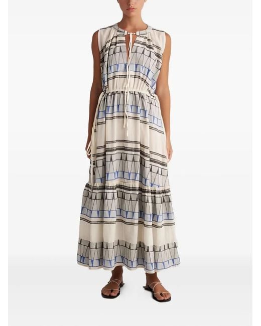 Pearl & Caviar White Zakar Tiered Maxi Dress