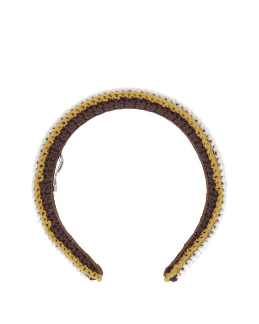 Miu Miu Metallic Crochet-Striped Headband