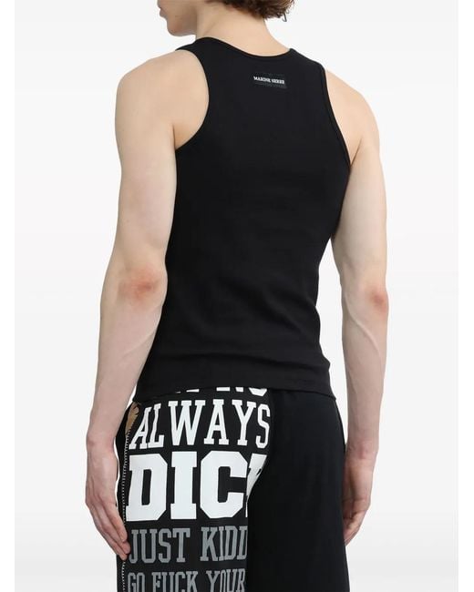 MARINE SERRE Black Moon Logo-Patch Tank Top for men