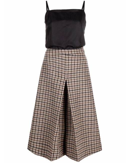 Maison Margiela Black Checked Panel Midi Dress