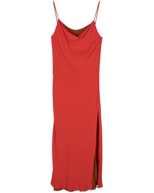 Semicouture コントラストライニング ドレス Red