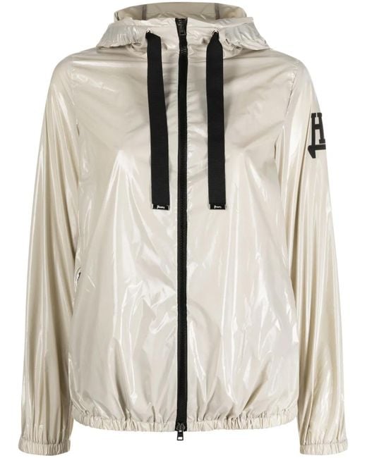 Herno Natural Logo-Patch Hooded Jacket