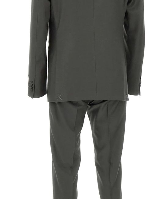 Corneliani Gray Peak-Lapels Wool Suit for men