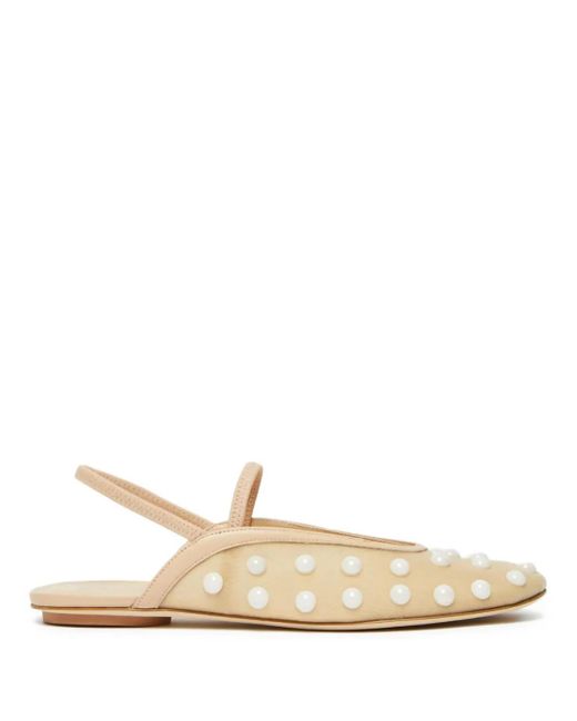 Weekend by Maxmara White Sonni Pearl-Embellished Slingback Flats