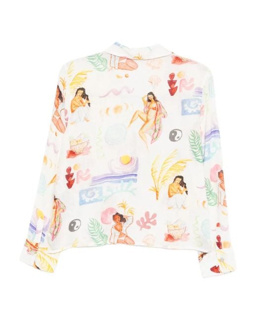 Rails White Motif Tropical Shirt