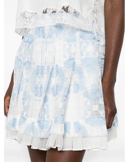 Ermanno Scervino White Lace-Overlay Pleated Mini Skirt