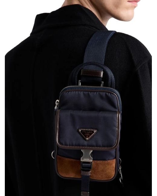 Prada Blue Re-Nylon Triangle-Logo Shoulder Bag for men