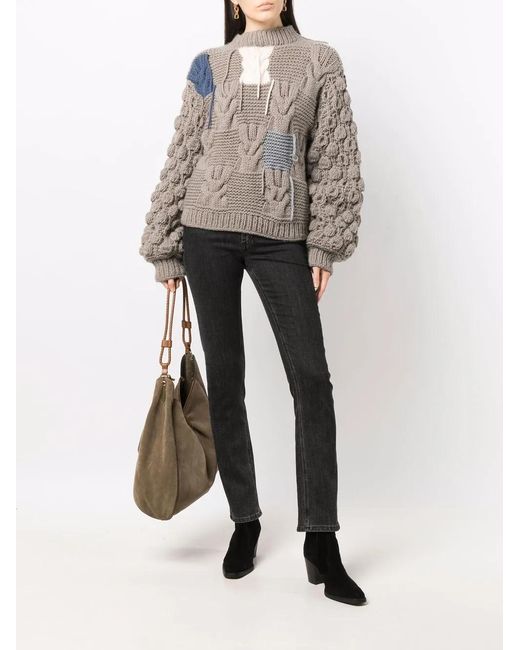 Tuinch Gray Patchwork Cashmere Jumper